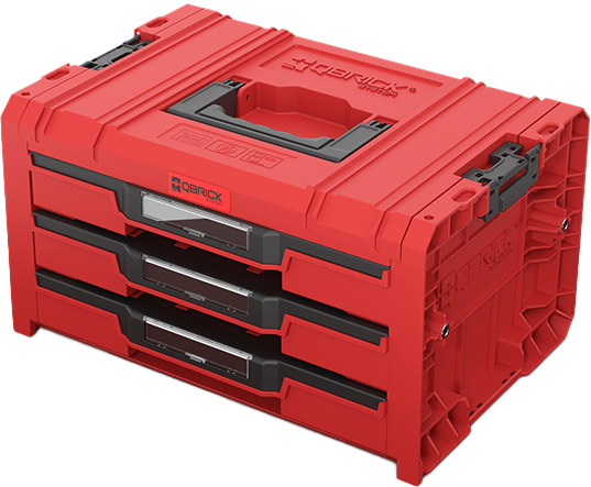 Toolbox Qbrick System PRO Drawer 3 Toolbox 2.0 Expert RED Ultra HD Custom (cardboard packaging)