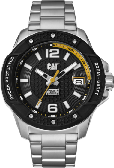 Zegarek Caterpillar Shockmaster Evo 3H date BLK/YLW 46,5 mm (stalowy pasek)