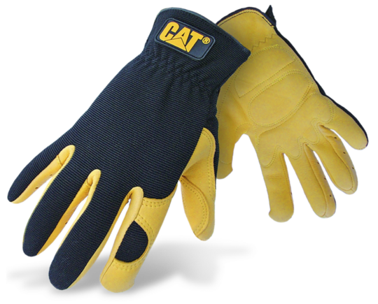 Work gloves Caterpillar Premium Deerskin Gel Pad - Black-yellow
