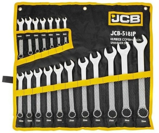 Zestaw kluczy płasko-oczkowych JCB 57164 (18 sztuk)