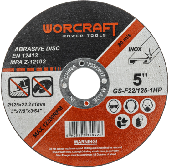 Tarcza do cięcia stali Worcraft GSC-F22/125-1H INOX