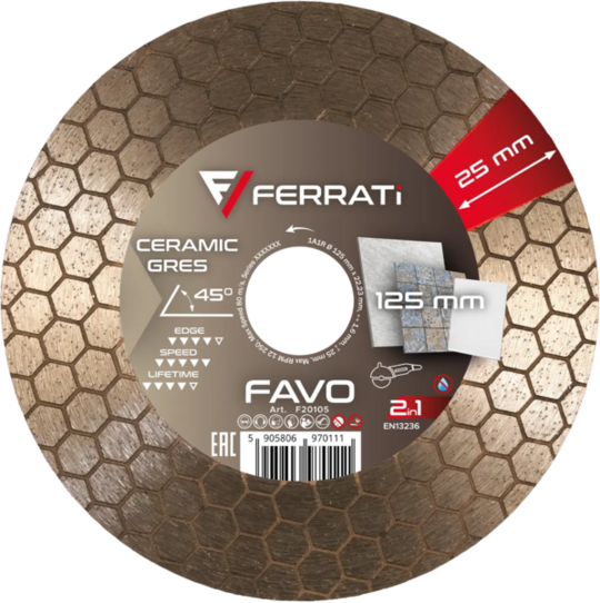 Tarcza diamentowa Ferrati FAVO 2in1 125mm do ceramiki