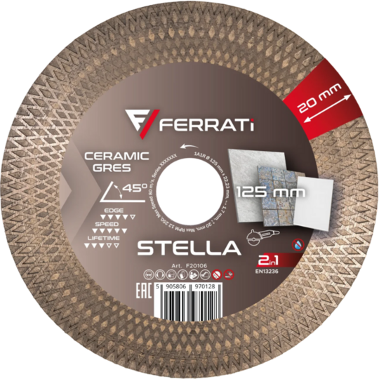 Tarcza diamentowa Ferrati STELLA 2in1 125 mm do ceramiki