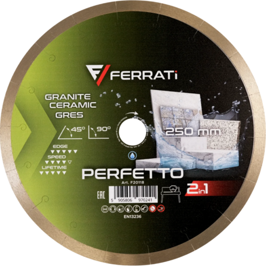 Tarcza diamentowa Ferrati  2in1 250 mm PERFETTO do ceramiki i kamienia