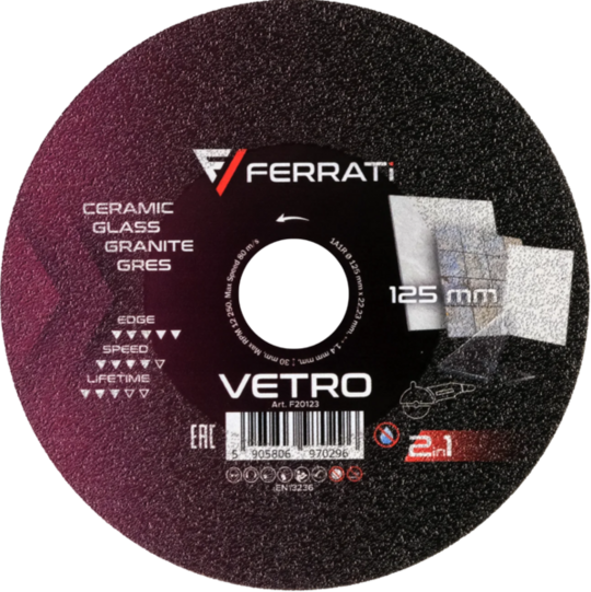 Tarcza z nasypem diamentowym Ferrati 2in1 125 mm VETRO
