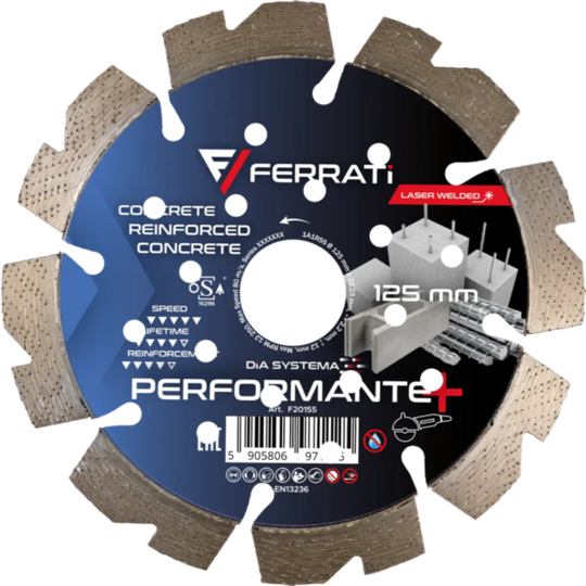 Tarcza diamentowa Ferrati tnąca 125mm DiA SYSTEMA PERFORMANTE PLUS