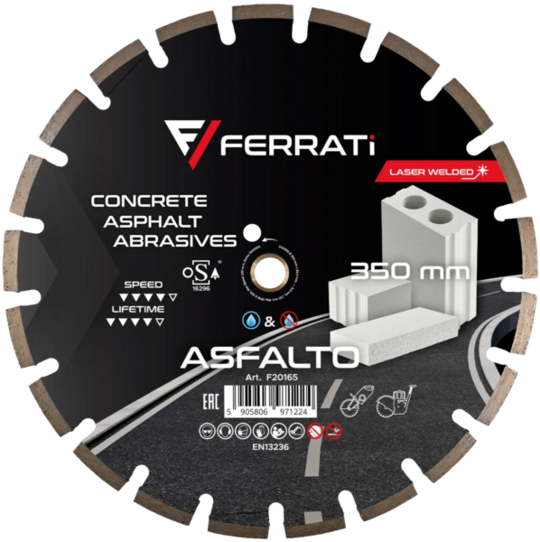 Tarcza diamentowa Ferrati ASFALTO C1S 350 mm do asfaltu, betonu, silikatu