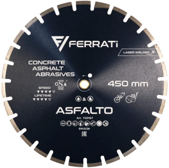 Tarcza diamentowa Ferrati ASFALTO C1S 450 mm do asfaltu, betonu, silikatu