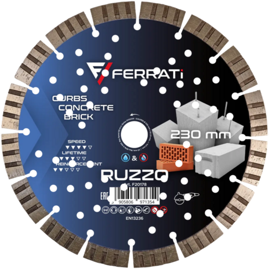 Tarcza diamentowa Ferrati RUZZO 230 mm do betonu, rur