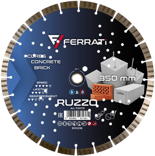 Tarcza diamentowa Ferrati RUZZO 350 mm do betonu, rur