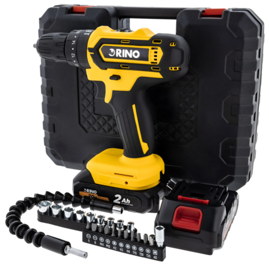 Wiertarko-wkrętarka udarowa 20 V Rino DRI20LI-28imp (zestaw 28 sztuk)