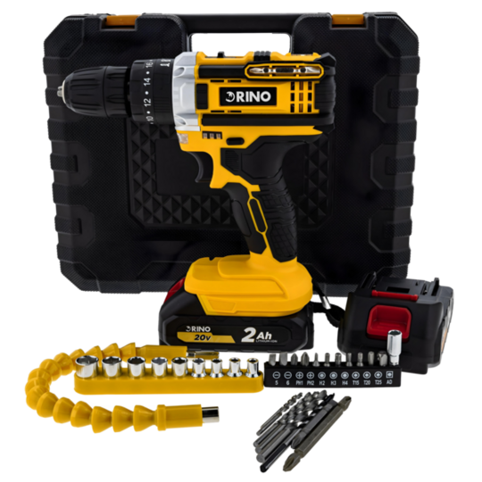 Wiertarko-wkrętarka udarowa 20 V Rino DRI20LI-28imp+ (zestaw 28 sztuk)