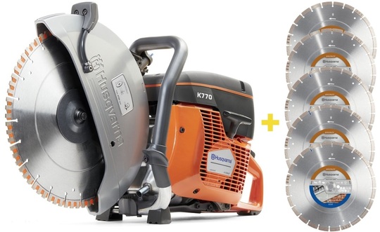 Ręczna przecinarka spalinowa Husqvarna K 770 (350 mm), głębokość cięcia 125 mm (+5x tarcza 350 mm)