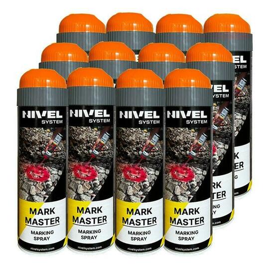 Spray paint Nivel System Mark Master (500 ml) (set of 12 pieces) - Orange