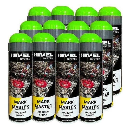 Farba w aerozolu Nivel System Mark Master (500 ml) (zestaw 12 sztuk) - Zielony