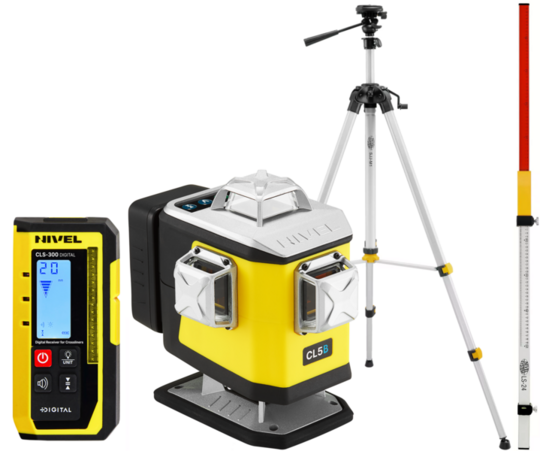 Multi-purpose cross laser Nivel System CL5B (+ tripod SJJ-M1 EX, laser stave LS-24 and laser sensor CLS-300 Digital)