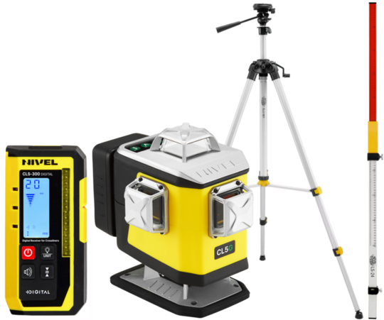 Multi-purpose cross laser Nivel System CL5G (+ tripod SJJ-M1 EX, laser stave LS-24 and laser sensor CLS-300 Digital)
