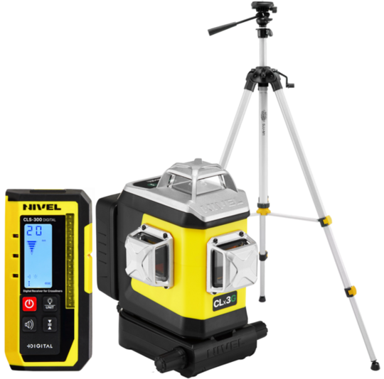 Multi-purpose cross laser Nivel System CLx3G (+ tripod SJJ-M1 EX and laser sensor CLS-300 Digital), green laser