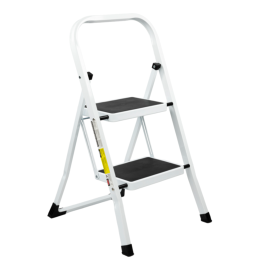 Drabina stalowa schodkowa biała z uchwytem Rino LAD02SSHW