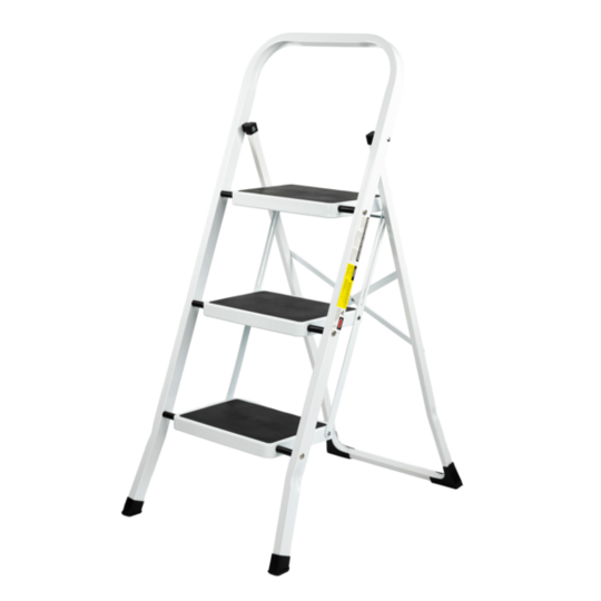 Drabina stalowa schodkowa biała z uchwytem Rino LAD03SSHW