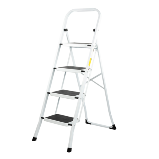 Drabina stalowa schodkowa biała z uchwytem Rino LAD04SSHW
