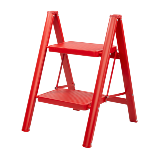 Drabina stalowa schodkowa czerwona Rino LAD02SSR