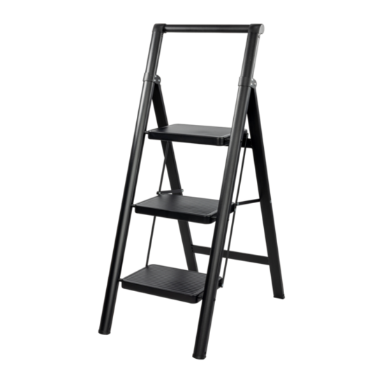 Drabina stalowa schodkowa czarna z uchwytem Rino LAD03SSHB