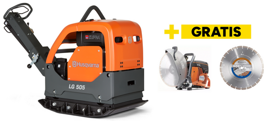 Zagęszczarka rewersyjna 496 kg Husqvarna LG505 Hatz EL CI, 700 mm + przecinarka ręczna K 770 (350 mm) (+tarcza)