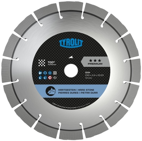 Tarcza diamentowa Tyrolit Premium DCH TGD 350 mm do betonu, granitu, gnejsu i ceramiki (szerokość 3,2 mm, otwór montażowy 25,4 mm)