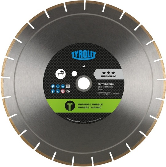 Tarcza diamentowa Tyrolit Premium ES-T 350 mm do marmuru i wapienia (szerokość 2,8 mm)