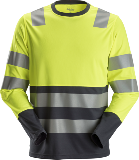Men’s T-shirt Snickers with long sleeves reflective - Yellow-steel grey