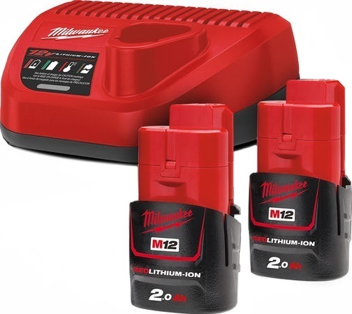 Zestaw akumulatorów 2 Ah z ładowarką Milwaukee NRG Pack M12 NRG-202