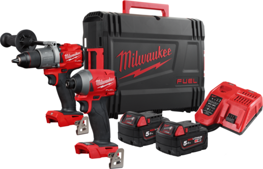 Zestaw combo Milwaukee M18 FPP2A2-502X Powerpack (+ 2x akumulator 5 Ah + ładowarka + walizka)