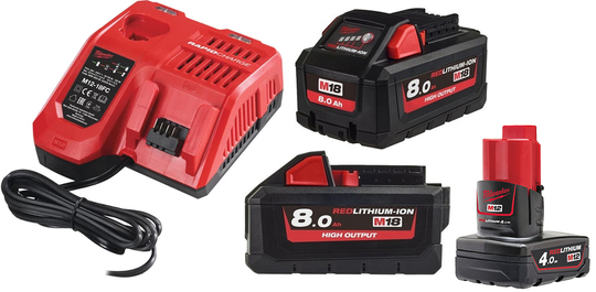 Zestaw akumulatorów z ładowarką Milwaukee NRG M18 HNRG-802