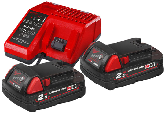 Zestaw akumulatorów 2 Ah z ładowarką Milwaukee NRG M18 NRG-202