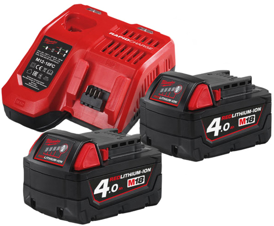 Zestaw akumulatorów 4 Ah z ładowarką Milwaukee NRG M18 NRG-402