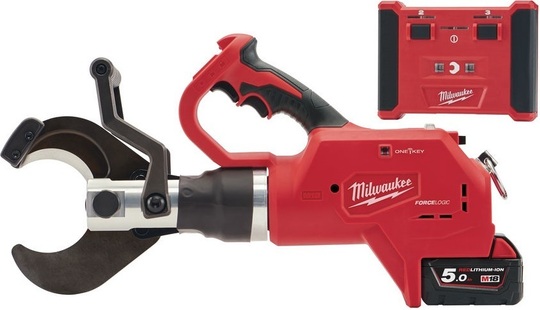 Hydrauliczne nożyce do przewodów Milwaukee M18 Force Logic HCC75R-502C (+ 2x akumulator 5 Ah + ładowarka + walizka)