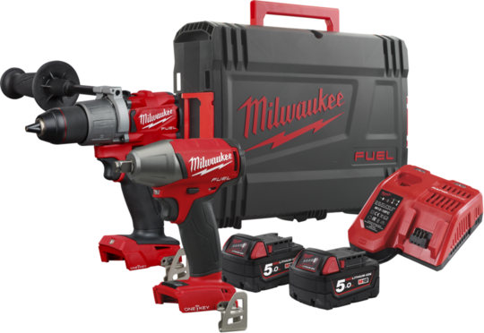 Zestaw combo Milwaukee M18 ONEPP2B2-502X Powerpack (+ 2x akumulator 5 Ah + ładowarka + walizka)