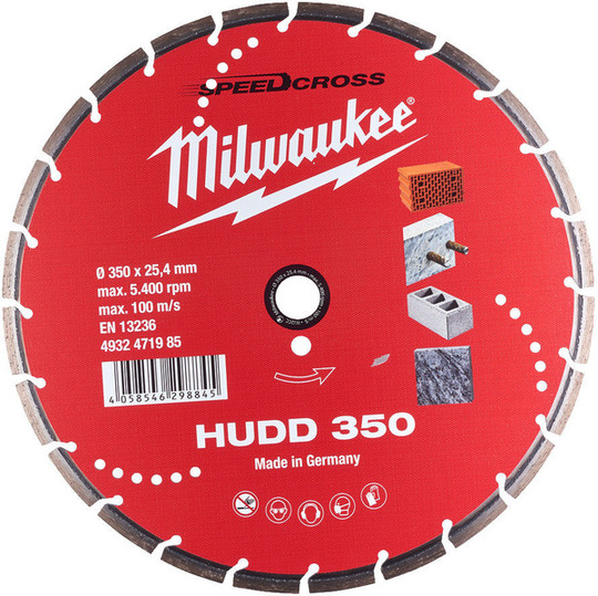 Tarcza diamentowa Milwaukee Speedcross HUDD Premium 350 mm do betonu, dachówki, granitu, kamienia, porfiru, płytek i kamienia