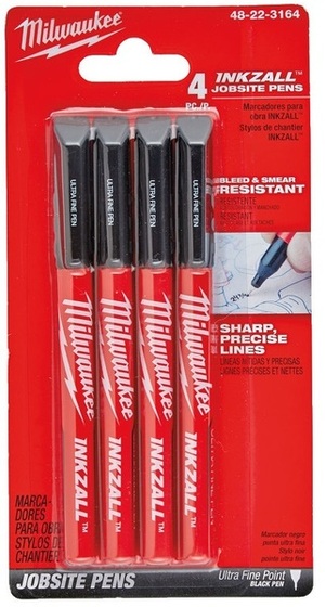 Czarne markery zmywalne Milwaukee Inkzall (4 sztuki)