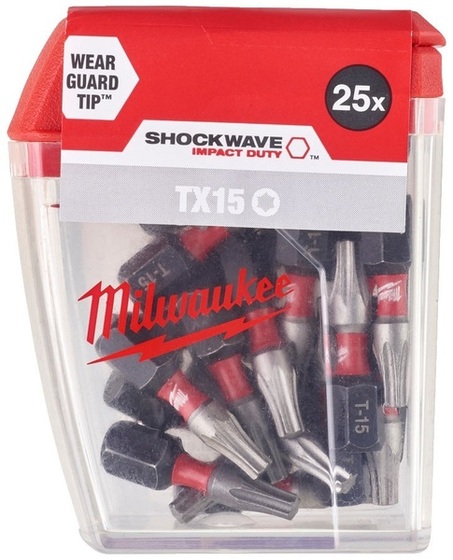 Zestaw bitów Milwaukee Shockwave CD Tic Tac TX15 (25 sztuk)
