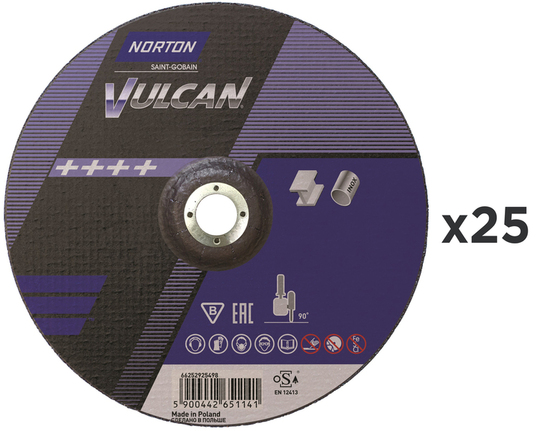 Tarcza szlifierska Norton Vulcan 230 x 2,5 x 22,23 mm typ 41 (25 sztuk), do metalu i stali
