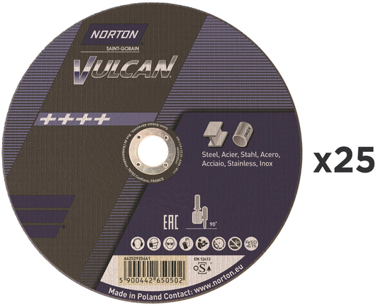 Tarcza szlifierska Norton Vulcan 125 x 3,2 x 22,23 mm (25 sztuk), do metalu i stali