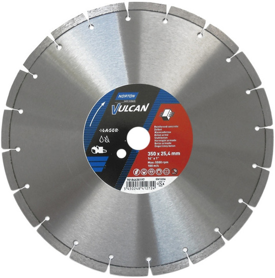 Tarcza diamentowa uniwersalna Norton Vulcan Laser 350 mm do betonu, cegły, kamionki, klinkieru, kostki brukowej i dachówki