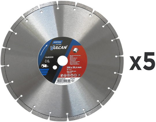 SET – Universal diamond blade Norton Vulcan Laser 350 mm (5 pcs)