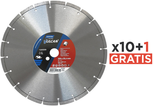 SET – Universal diamond blade Norton Vulcan Laser 350 mm (10 pcs + 1 free)