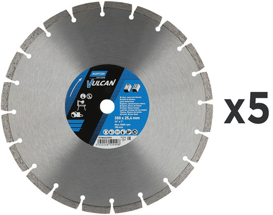 SET – Universal diamond blade Norton Vulcan 350 mm (5 pcs)