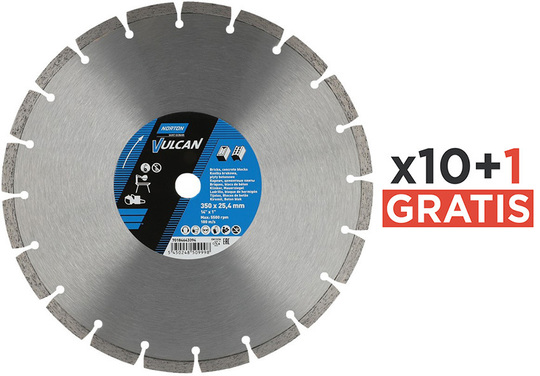 SET – Universal diamond blade Norton Vulcan 350 mm (10 pcs + 1 free)