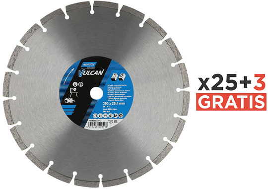 PAKIET – Tarcza diamentowa uniwersalna Norton Vulcan 350 mm do brukarstwa (25 sztuk + 3 gratis)