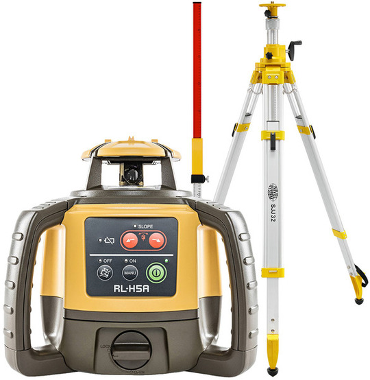 Niwelator laserowy Topcon RL-H5A (+ statyw korbowy SJJ32 + łata LS-24), wiązka czerwona, zasięg 800 m